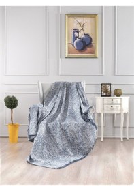 Resim Vicuna Home Pamuklu Çok Amaçlı Ebruli Koltuk / Çekyat Örtüsü Mavi 