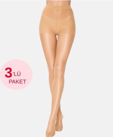 Resim Alya Underwear Kadın Külotlu Çorap, Parlak İnce, 15 Den, Fit, 3'lü Paket Ten 57 3'lü 