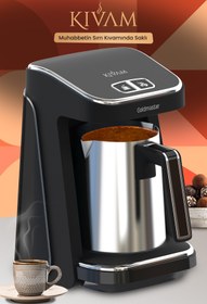 Resim GoldMaster Prokıvam İnox Siyah Geniş Hazne Çelik Cezveli Akıllı Yerleştirmeli Türk Kahve Makinesi 