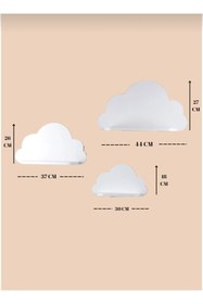 Resim EMTA Beyaz - Gri Bulut Raf Set 3 Lü Çocuk Odası Aksesuar Dekorasyon 