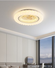 Resim Gavin Beyaz Çiçek Desenli Plafonyer Salon Led Avize Beyaz 