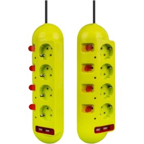 Resim Vea Çocuk Korumalı 2 Usb Girişli 4 Topraklı Ayrı Anahtarlı Grup Priz 1.5 mt Kablolu KPF9-H63 