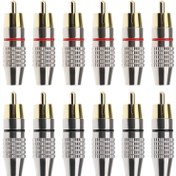 Resim 12 adet Tomost Altın Kaplama RCA Erkek Fiş Vidası - Lehimli Ses/Video İn-Line Jack Terminali, Siyah ve Kırmızı, USB Güç Modu, Voltaj ≤36V, Ev Sineması ve Ses/Video Ayarları için İdeal, Ses/Video Ayarları Aksesuarları | Vida Olmadan Bağlantı | Dayanıklı Yapı, RCA Bağlantıları 