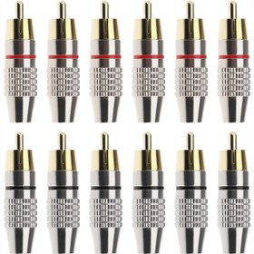 Resim 12 adet Tomost Altın Kaplama RCA Erkek Fiş Vidası - Lehimli Ses/Video İn-Line Jack Terminali, Siyah ve Kırmızı, USB Güç Modu, Voltaj ≤36V, Ev Sineması ve Ses/Video Ayarları için İdeal, Ses/Video Ayarları Aksesuarları | Vida Olmadan Bağlantı | Dayanıklı Yapı, RCA Bağlantıları 