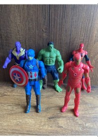 Resim Avengers Figürleri 5li Set Hulk Spiderman Ironman Thanos Captan America Örümcek Adam Figür 