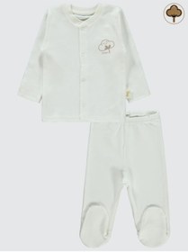 Resim Civil Baby Organik Pamuklu 0-6 Ay Bebe Pijama Takımı - Ekru 