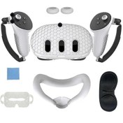 Resim Oculus Meta Quest 3 Vr Aksesuarları 7 Parça Set Ön Kulaklık Koruyucu Kontrol Cihazı Tutacakları Beyaz. 