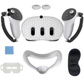 Resim Oculus Meta Quest 3 Vr Aksesuarları 7 Parça Set Ön Kulaklık Koruyucu Kontrol Cihazı Tutacakları Beyaz. 