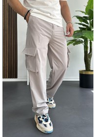 Resim Erkek İnce Baggy Kalıp Kargo Pantolon Gri Edw173-gri Gri 