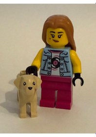 Resim Orjinal Lego Minifigür Record Store Girl With Dog 