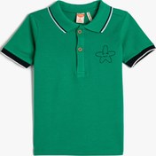 Resim Erkek Bebek Polo Tişört Kısa Kollu İşleme Detaylı Pamuklu 