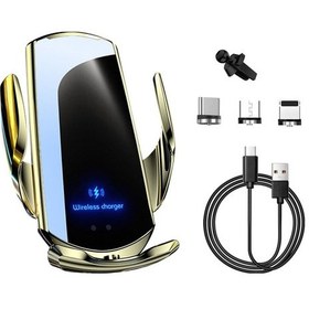 Resim Springsun 15w Araç İçi Mıknatıslı Kablosuz Şarj Cihazı - Klima Yuvası Askılığı & Hızlı Şarj Altın 