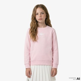 Resim Lacoste Çocuk Bisiklet Yaka Açık Pembe Sweatshirt 