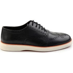 Resim Siyah Leather Erkek Oxford Ayakkabı E01054182741 Siyah 