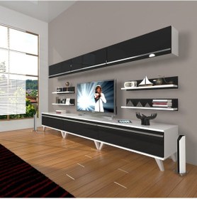 Resim Decoraktiv Eko 8y Mdf Retro Tv Ünitesi Tv Sehpası Beyaz - Siyah 