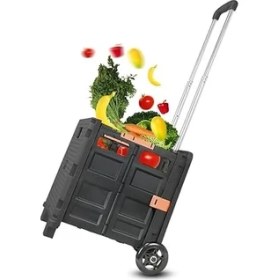 Resim Leaf Shop Katlanabilir Portatif Pazar ve Market Alışveriş Arabası (Siyah) 