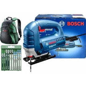 Resim Bosch Gst 8000 E Dekupaj Testere Bosch 10'lu Uç ve Sırt Çantası 
