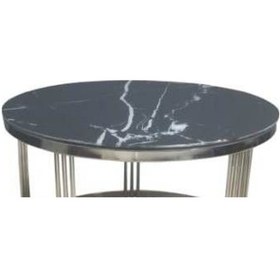 Resim Brc C Orta Sehpa Model 1066 Siyah Mermer Temper Cam Metal Transmi 