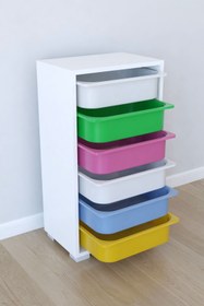 Resim Genel Markalar Birnurpazar 6 Sepetli Oyuncak Dolabı Çok Amaçlı Dolap - Renkli 