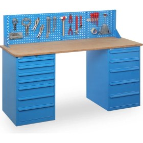 Resim Star Çelik Atölye Çalışma Tezgahı-12 Çekmeceli-Kapaklı Dolaplı-2130 mm H:1000 mm 