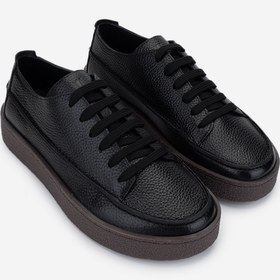 Resim Valmenti Erkek Hakiki Deri Siyah Deri Sneakers & Spor Ayakkabı 