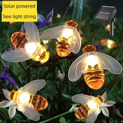 Resim 20LED Güneş Enerjili Arı Işıklı Zincir, Dış Mekan Su Geçirmez Vintage Metal Gerçekçi Arı Süslemeleri Sıcak Beyaz Parıltılı Noel Halloween Paskalya Bahçe Düğün Dekoru için, Güneş Enerjili Buton Kontrollü Tatil Aydınlatması, Solar Dış Mekan Süslemeler, Bayramlık Aydınlatma 