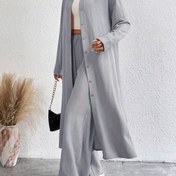 Resim Şık Kadınların Düz Renk Uzun Kollu Düğmeli Gömlek ve Pantolon Rahat Seti, Polyester Karışımı, Bahar/Sonbahar Koleksiyonu, Rahat Giyim|Düğmeli Gömlek|Polyester Karışımı Pantolon 