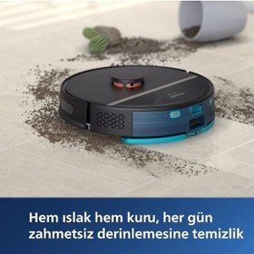 Resim Philips Akıllı Robot Süpürge Halı ve Düz Zemin Islak ve Kuru 4000Pa YüksekEmiş 200DK Çalışma Lambader hediye 