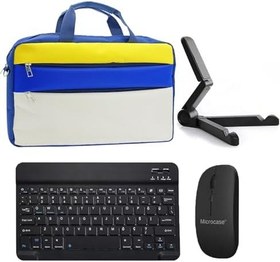 Resim Microcase Vorcom Ultrapad 10.36 inch ile uyumlu Tablet Çanta+Bluetooth Klavye+Mouse+Tablet Standı Siyah-AL4840 (Krem Turkuaz Bej) 