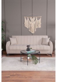 Resim Kilim Mobilya Linda Üç Kişilik Kanepe Yüksek Ayaklı Krem 