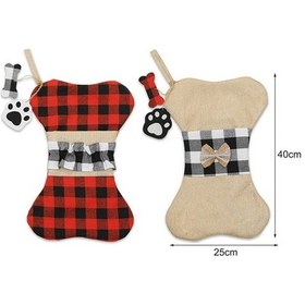 Resim Ulzyvf Noel Hayvan Çorabı - Kedi Köpek İçin Yeniden Kullanılabilir Hediye Çantası 