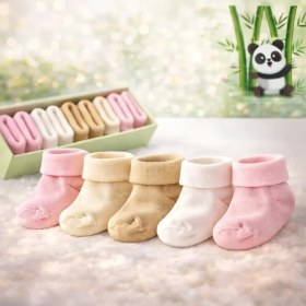 Resim Novibaby 5'li Bambu Yenidoğan Bebek Çorap I Sweet I 0-6 Ay 
