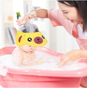 Resim Schulzz Sevimli Yellow Teddy Ayıcık Esnek Ayarlı Pratik Rahat Eva Köpük Bebek Ve Çocuk Banyo Siperlik Şapka 