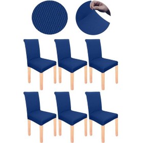 Resim Spandex Mikro Petek Kumaş Likralı Lastikli Tüylenmez 6'lı Sandalye Kılıfı Esnek Sandalye Örtüsü - Petrol 