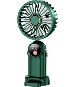 Resim Led Ekranlı Katlanabilir El Tipi Vantilatör, Taşınabilir Vantilatör Yeşil, 