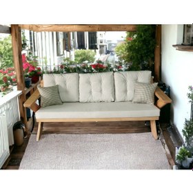 Resim Berlin Masif Ahşap Koltuk Kestane Ağacı 3+1+1+masa+puf Takımı K 