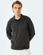 Resim Pamuklu İnterlok Kumaş Polo Yaka Sweatshirt 
