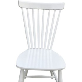 Resim Sandalye St Midilli Model Kayın Retro Ayak Kafes Sırt Parlak Beyaz Lake El Yapım 