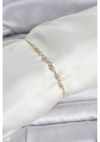 Resim Gold Renk Zincir Model Zirkon Taşlı Pirinç Asansörlü Kadın Bileklik - Tj-bb8332 Gümüş 