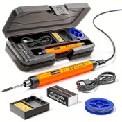 Resim Blivrig USB veya pil çift kullanımlı lehimleme demiri, 3 hızlı sıcaklık ayarlı, reçine, lehimleme demiri tutucu, saklama kutusu, ısıtma elemanı, lehimleme demiri 