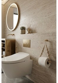 Resim El Yapımı Ahşap Boncuklu Tuvalet Kağıtlığı - İskandinav Ve Bohem Stil Açık Kahverengi 