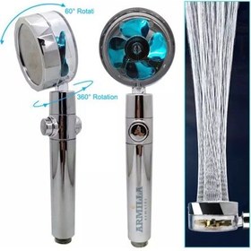 Resim Turbo Duş Başlığı Basınçlı Yağmurlama Stop Düğmeli Renkli Pervaneli Su Tasarruflu Banyo Duş Alosu Diğer 