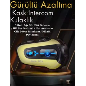 Resim Ynt İthalat N3X Rgb Işıklı Intercom 3 Kişi Bağlantılı 1000MAH Motosiklet Bluetooth Kulaklık Seti 