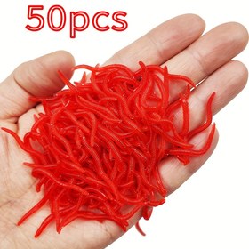 Resim 50 adet Canlı Kırmızı Solucan, Gerçekçi Yumuşak Yem, Yapay Buz Balıkçılığı Yemi, Levrek ve Sazan İçin Balıkçılık Aksesuarları 