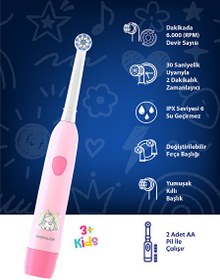 Resim Wohler Değiştirilebilir Başlıklı 3 Yaş FDA Onaylı Pilli Kız Çocuk Diş Fırçası Pembe 