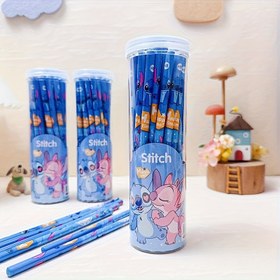 Resim 30 adet Silme Özellikli HB Kurşunlu, 1.0-1.9mm, Yazma ve Çizim için İnce Uçlu, Kozmik Tasarım, Kalem Kutusu ve Stitch Aksesuarları İçerir | Eğlenceli Tasarım | Dayanıklı Ahşap Kalemler 