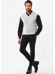 Resim Günay Erkek V Yaka Yün Süveter 1000 Açık Gri 