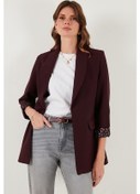 Resim Lela Regular Fit Klasik Yaka Desenli Astar Detaylı Blazer Bayan Ceket 6839227 Mürdüm 