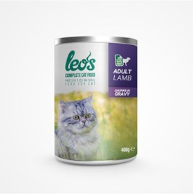 Resim Leos Kuzu Parça Etli Soslu Konserve Yetişkin Kedi Maması 24 x 400 G 