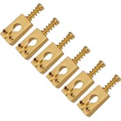 Resim Pirinç Elektro Gitar Köprüsü Tel Eyer Alt Tel Çubuğu Baskı 6 Adet Altın Rengi 